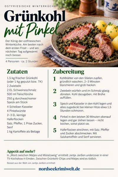 Rezeptkarte Grünkohl mit Pinkel – Rezept aus Ostfriesland als PDF zum Download
