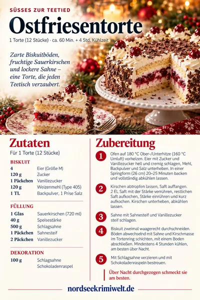Rezeptkarte Ostfriesentorte – Rezept aus Ostfriesland als PDF zum Download