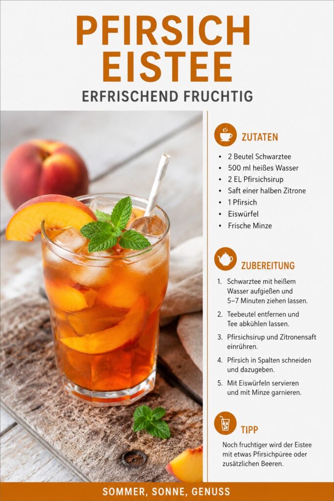 Rezeptkarte Pfirsich-Eistee