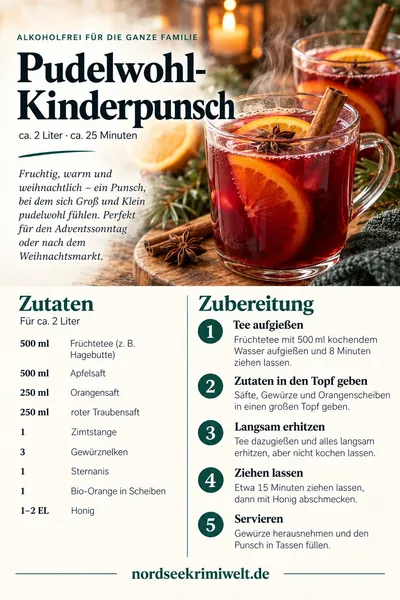 Rezeptkarte Pudelwohl-Kinderpunsch – Rezept aus Ostfriesland als PDF zum Download